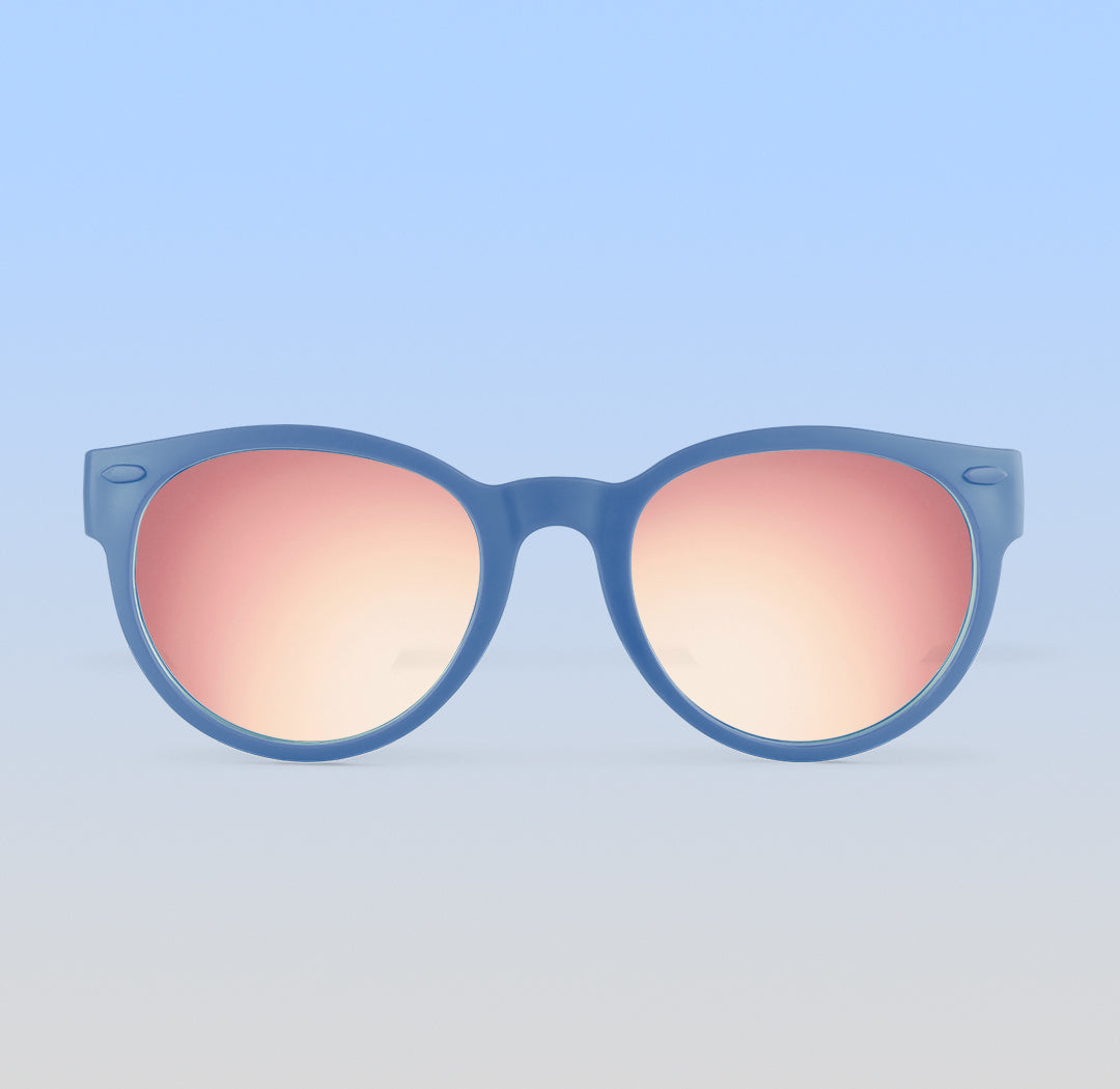 Skywalker Rounds | Junior Polarized Mirrored (Rose Gold) Lens Cloudy Blue Frame | Playroom Avenue