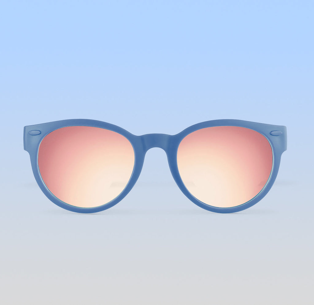 Skywalker Rounds | Toddler Polarized Mirrored (Rose Gold) Lens Cloudy Blue Frame | Playroom Avenue