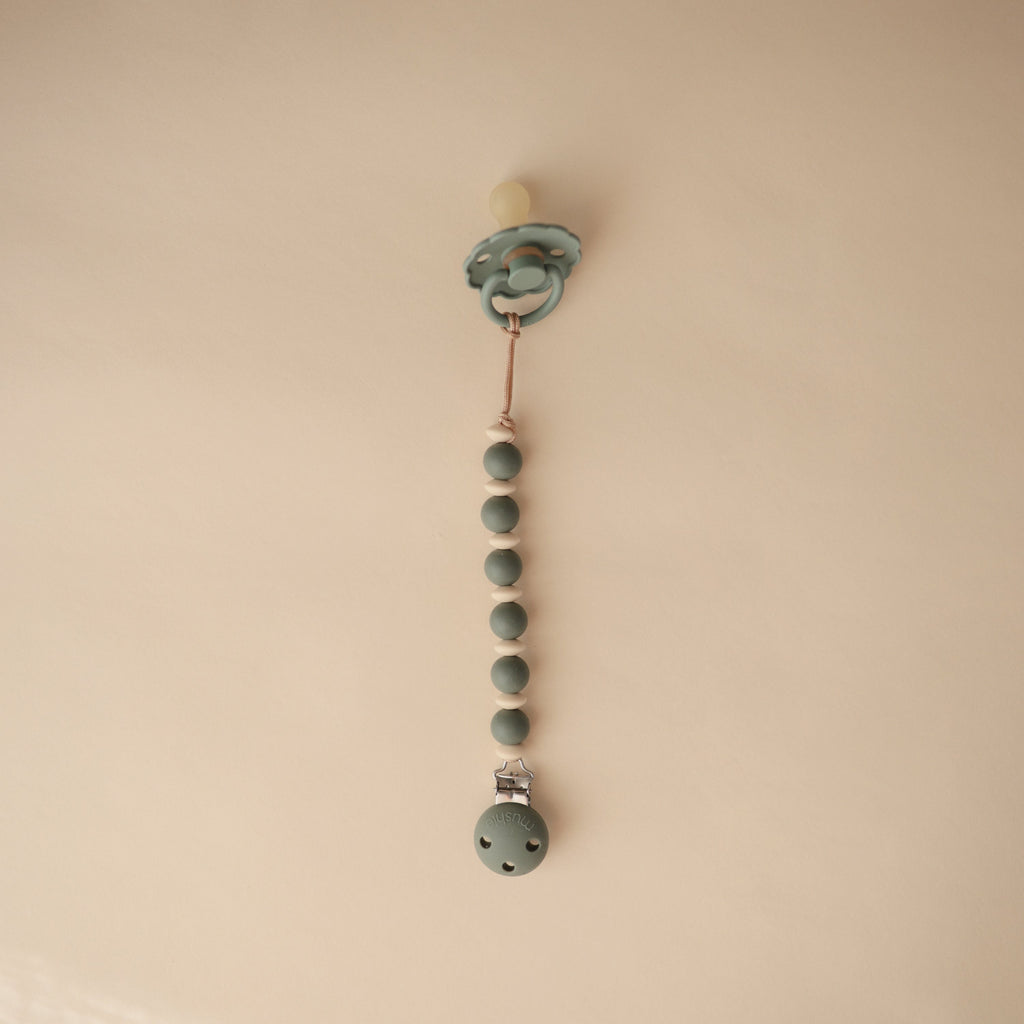 Mushie Silicone Pacifier Clip | Luna | Playroom Avenue