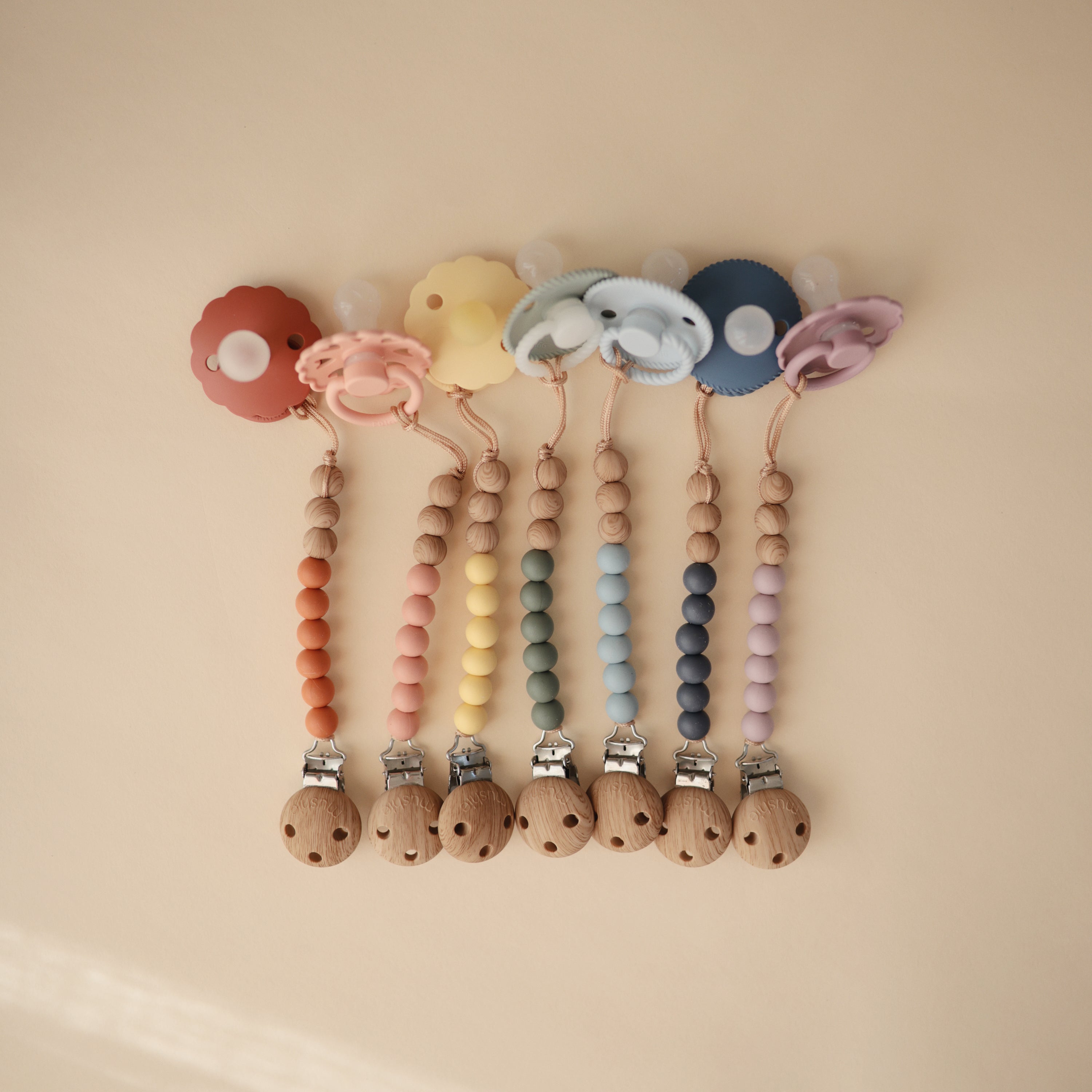 Mushie Silicone Pacifier Clip | Eva | Playroom Avenue