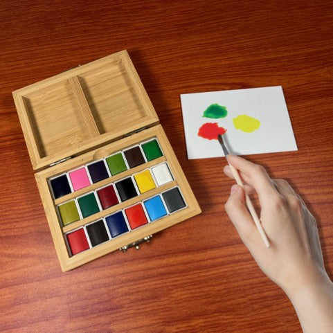 Elseware Unplug Watercolor Set – Bamboo Box – 18 Pans – Eco-Friendly | Playroom Avenue