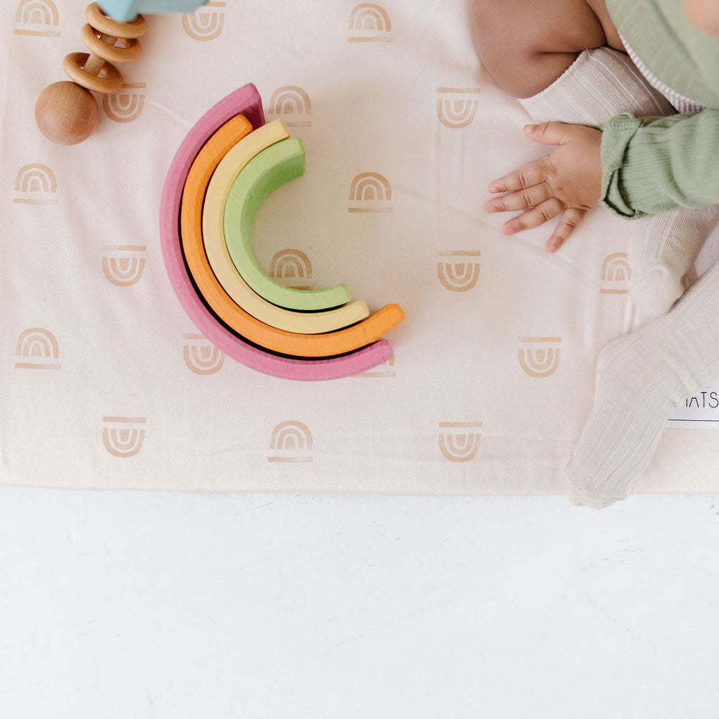 Toki Kids Rainbow Peach Organic Cotton Mat | Playroom Avenue
