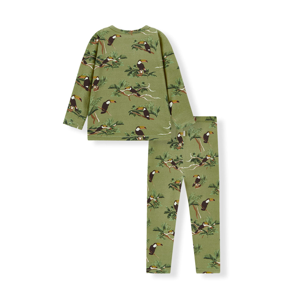 Milkbarn Toucan Cotton Stretch Long Sleeve Two Piece Pajama Set | Playroom Avenue