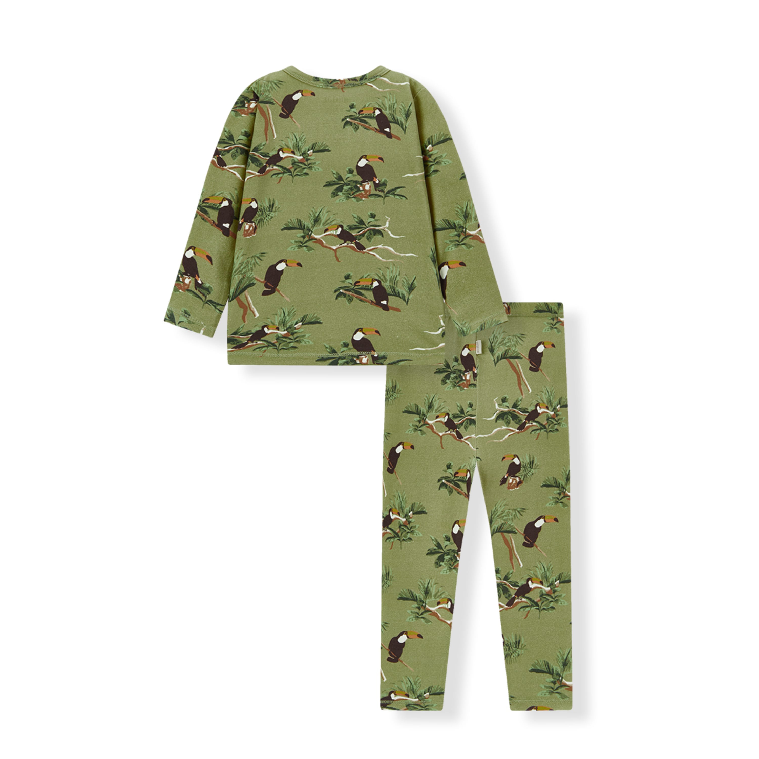 Milkbarn Toucan Cotton Stretch Long Sleeve Two Piece Pajama Set | Playroom Avenue