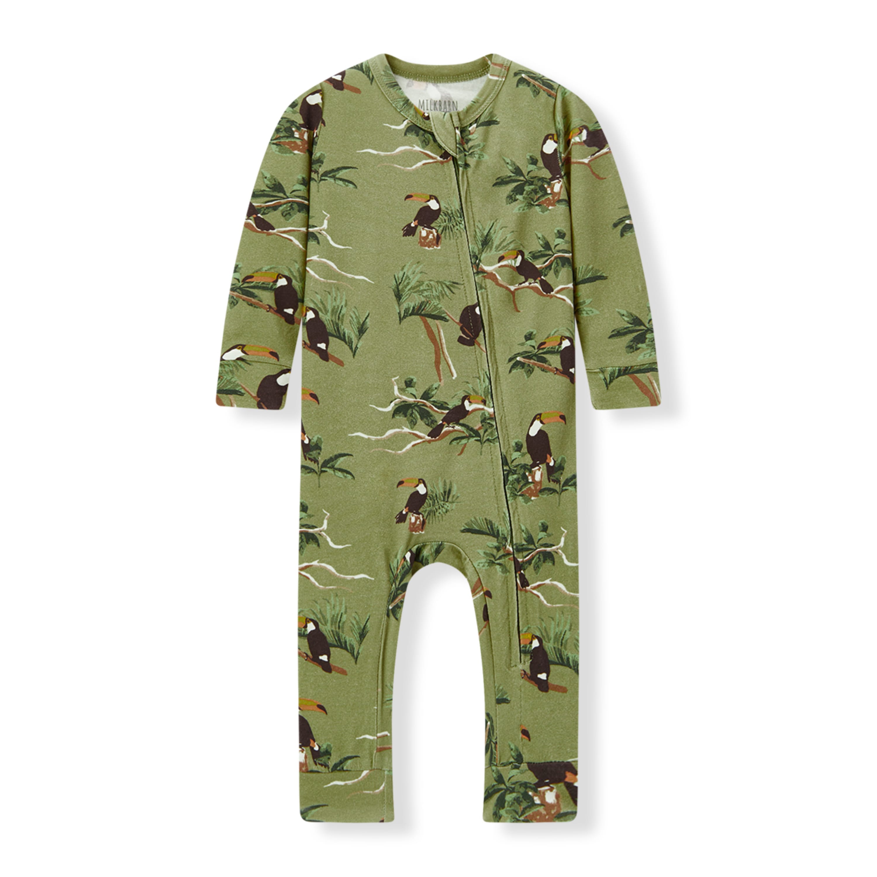 Milkbarn Toucan Cotton Stretch Zipper Pajama | Playroom Avenue