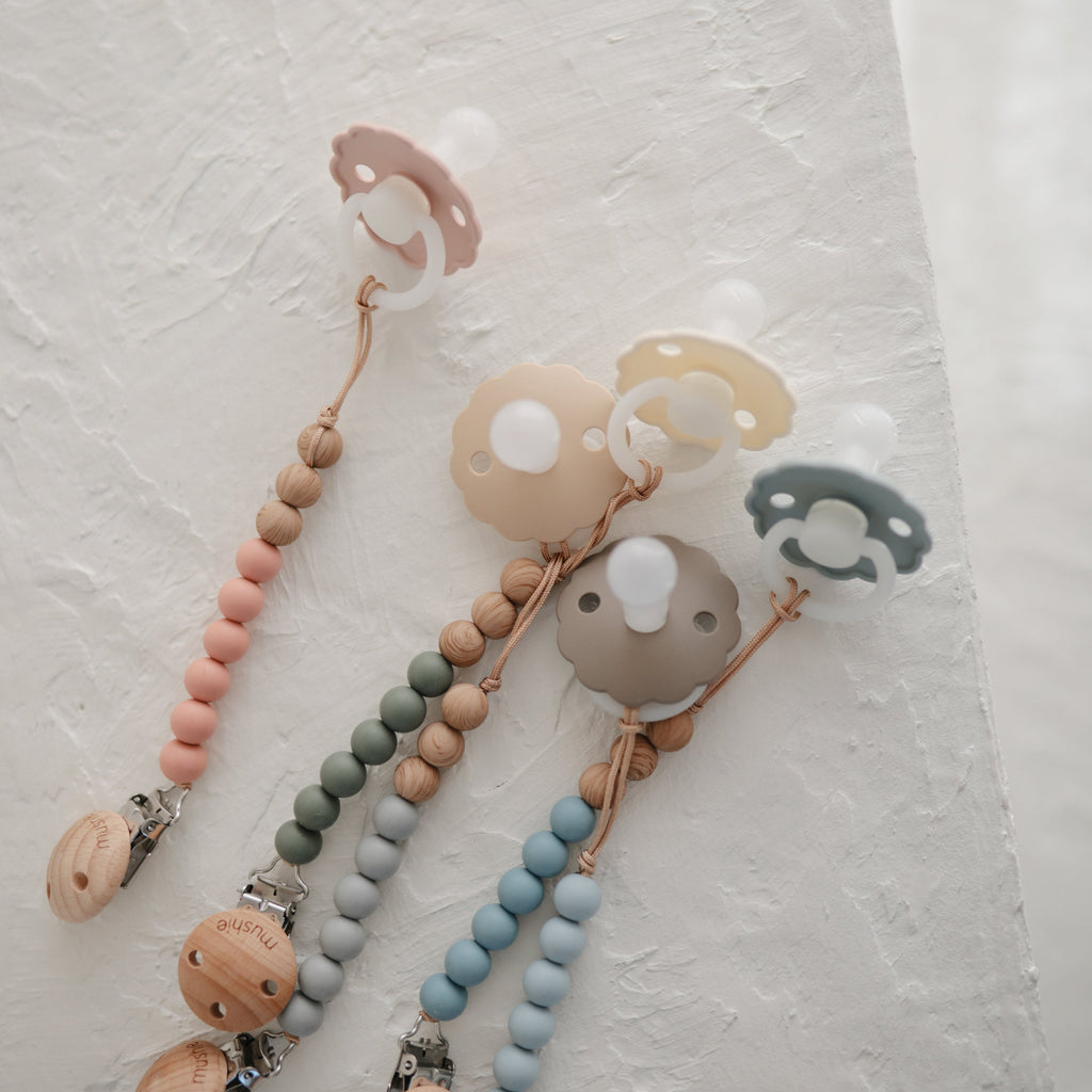 Mushie Silicone Pacifier Clip | Eva | Playroom Avenue