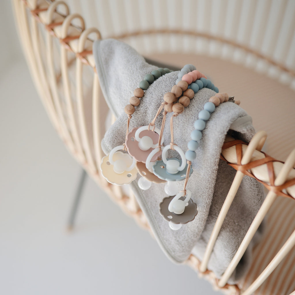 Mushie Silicone Pacifier Clip | Eva | Playroom Avenue