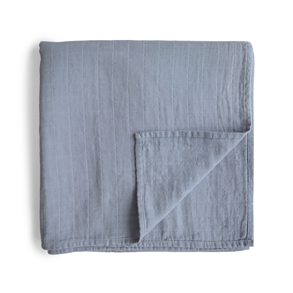 Mushie Organic Cotton Muslin Swaddle Blanket Tradewinds | Playroom Avenue