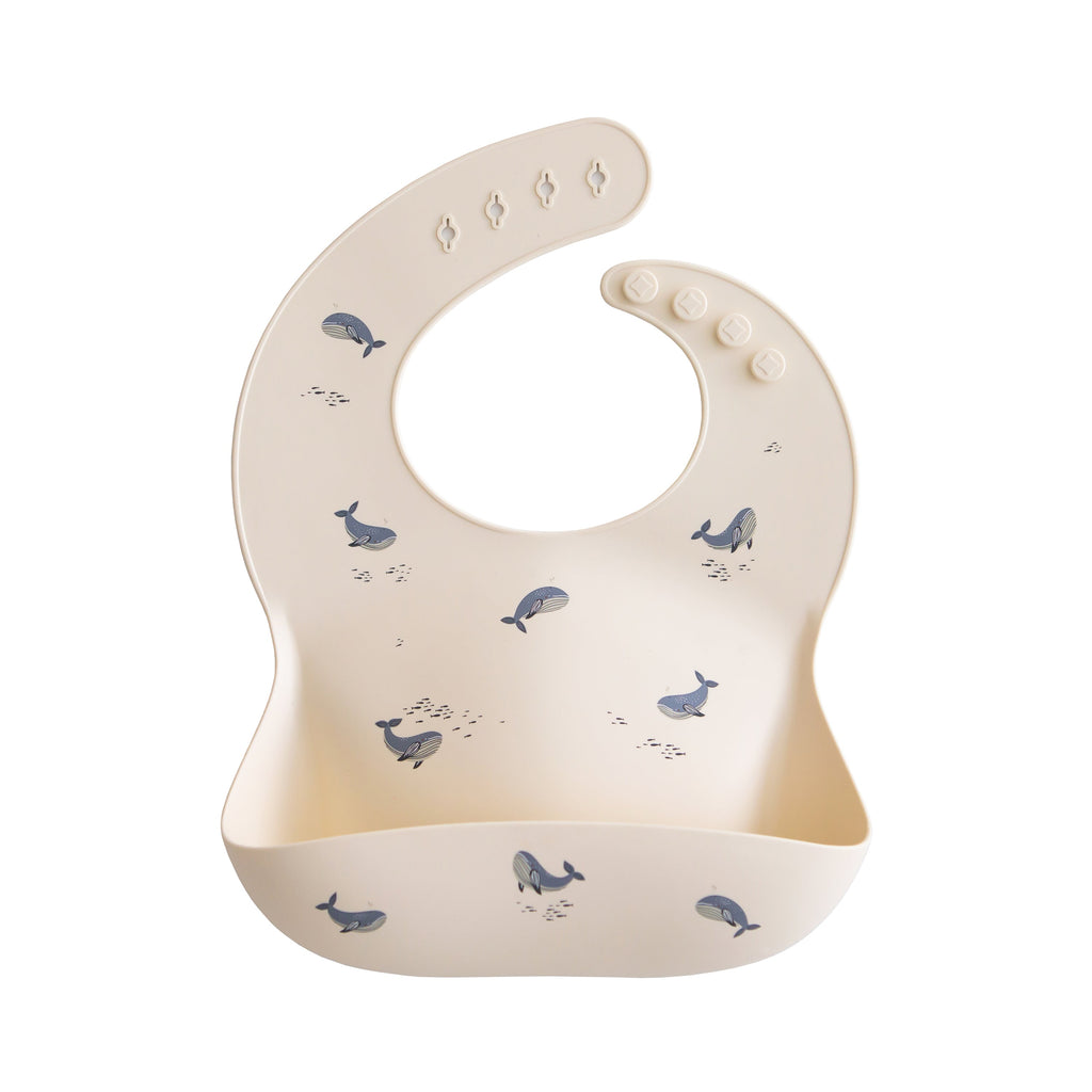 Mushie Silicone Baby Bib Whales | Playroom Avenue