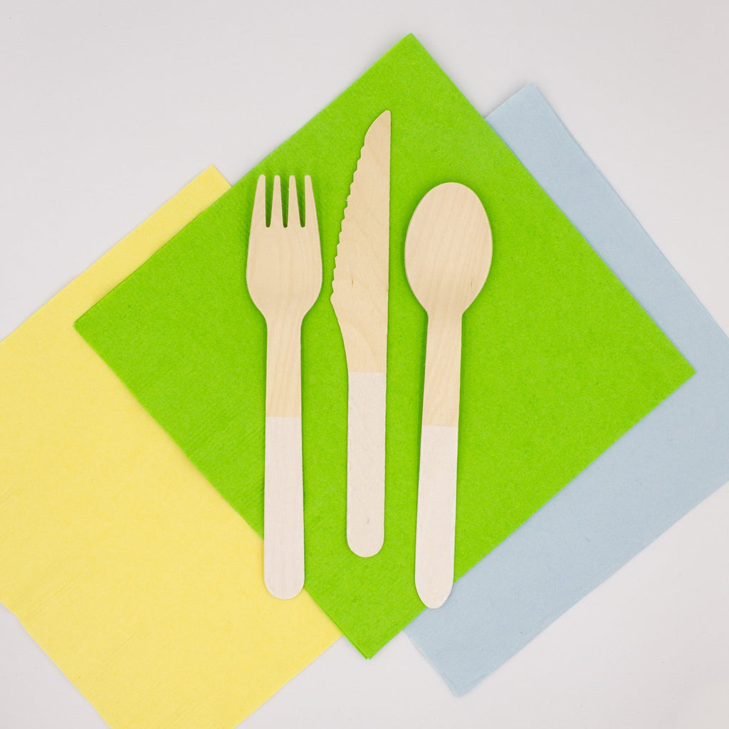 Ellie's Party Supply White Wooden Utensil Set – 24ct | ON SALE!! | Playroom Avenue