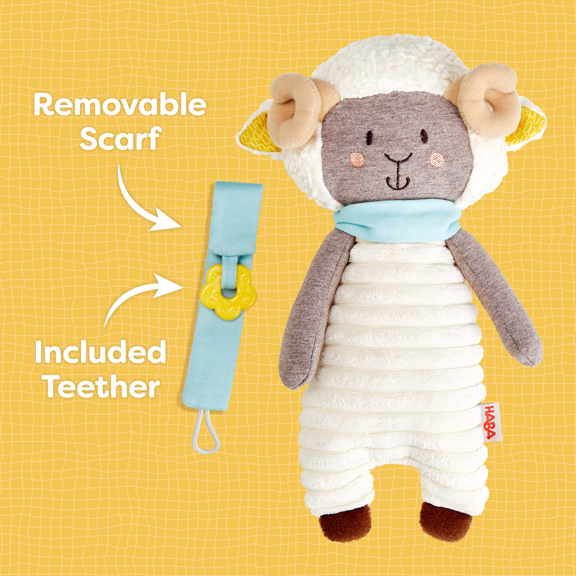 HABA Woolbert the Ram Cuddly Baby Sensory Toy | Playroom Avenue