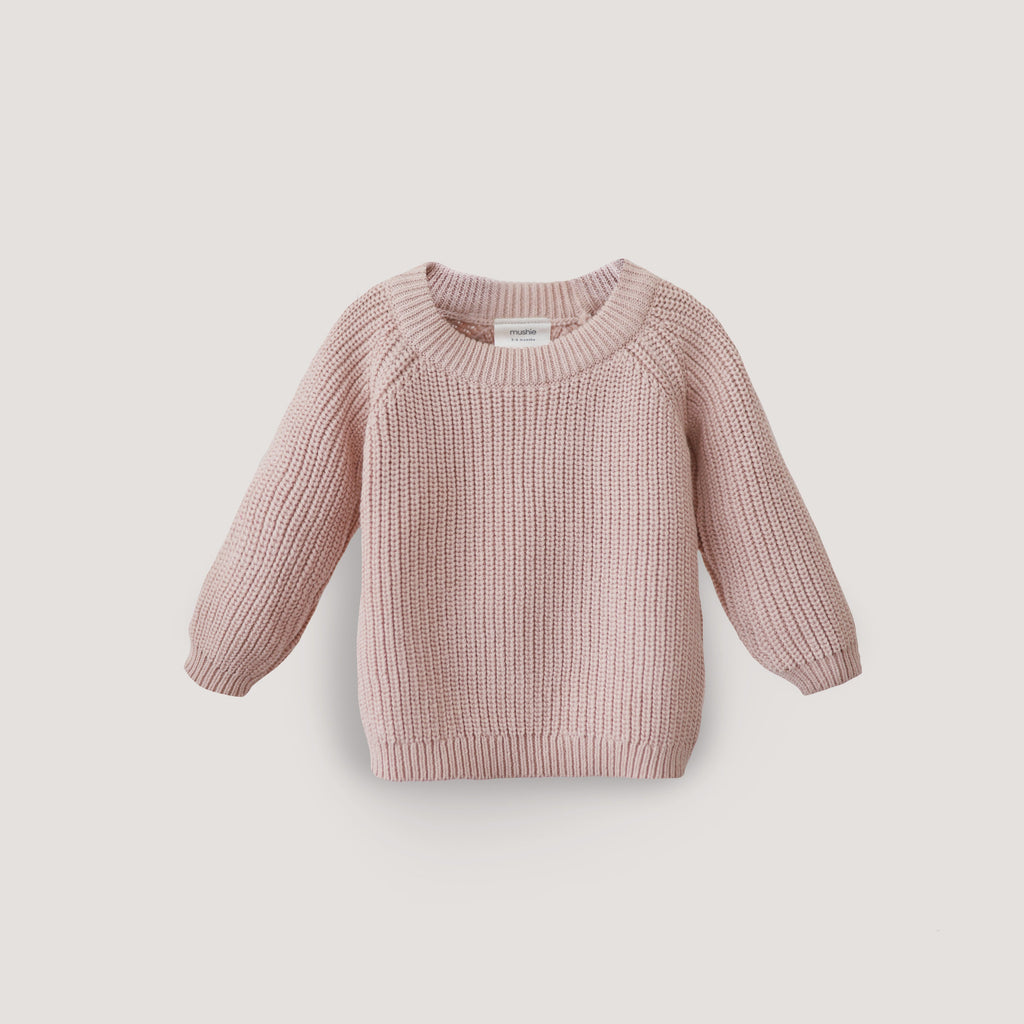 Mushie Chunky Knit Sweater Blush | Playroom Avenue