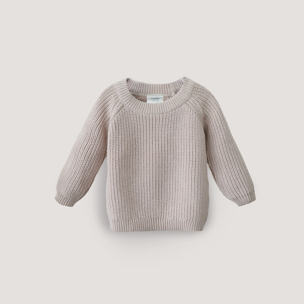 Mushie Chunky Knit Sweater Beige | Playroom Avenue