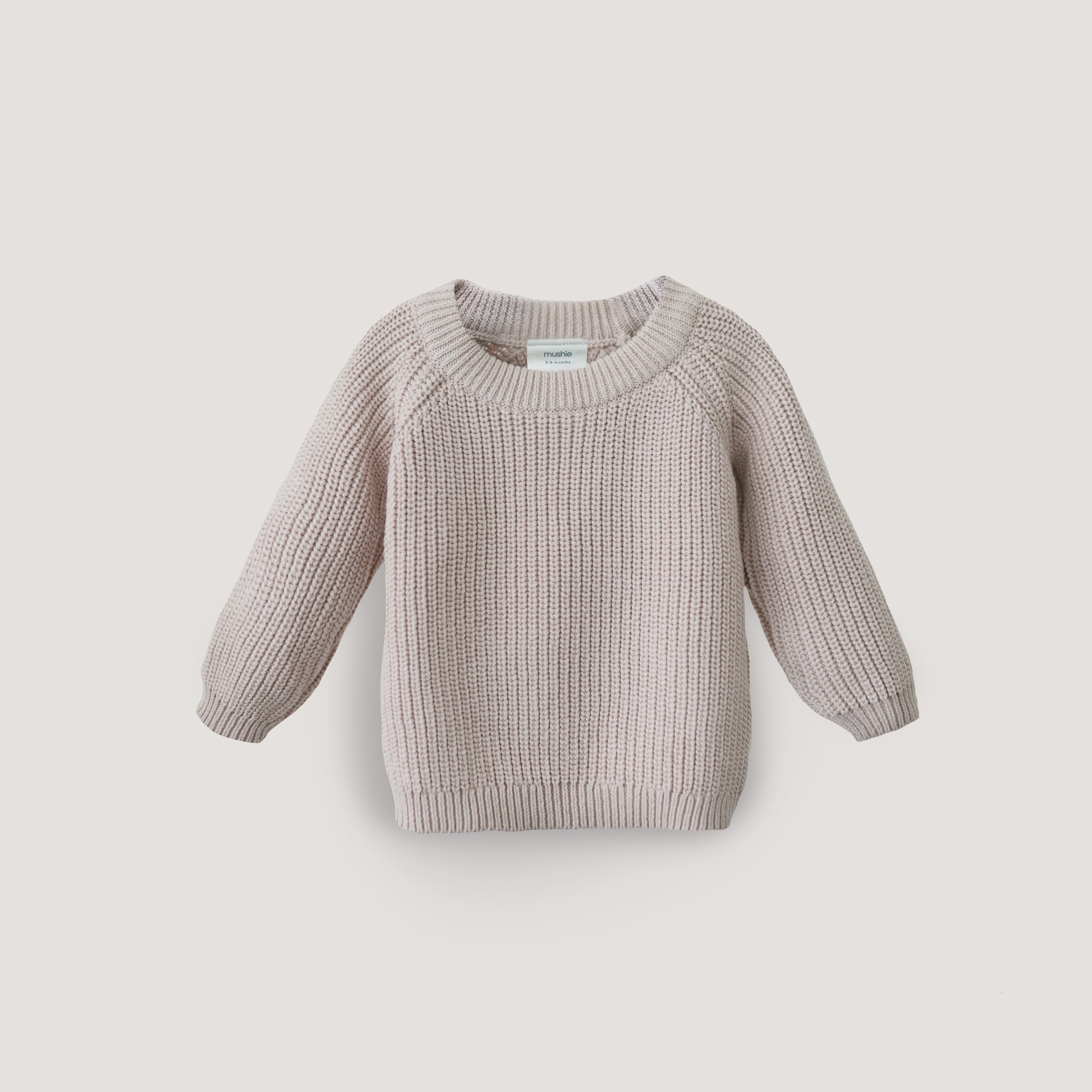 Mushie Chunky Knit Sweater Beige | Playroom Avenue