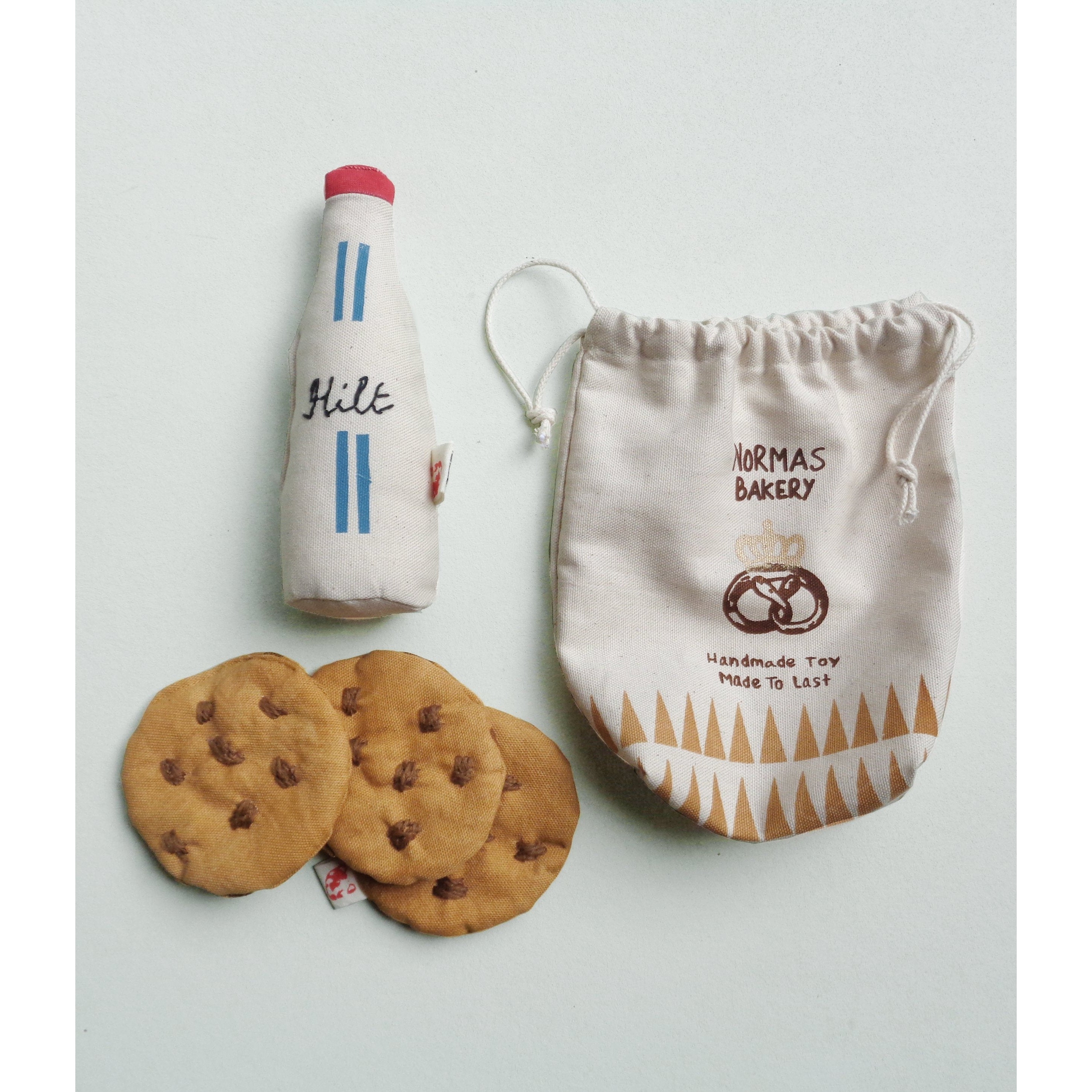 Chocolate Chip cookies and Milk Bottle Soft Toys ( 4 Piece)