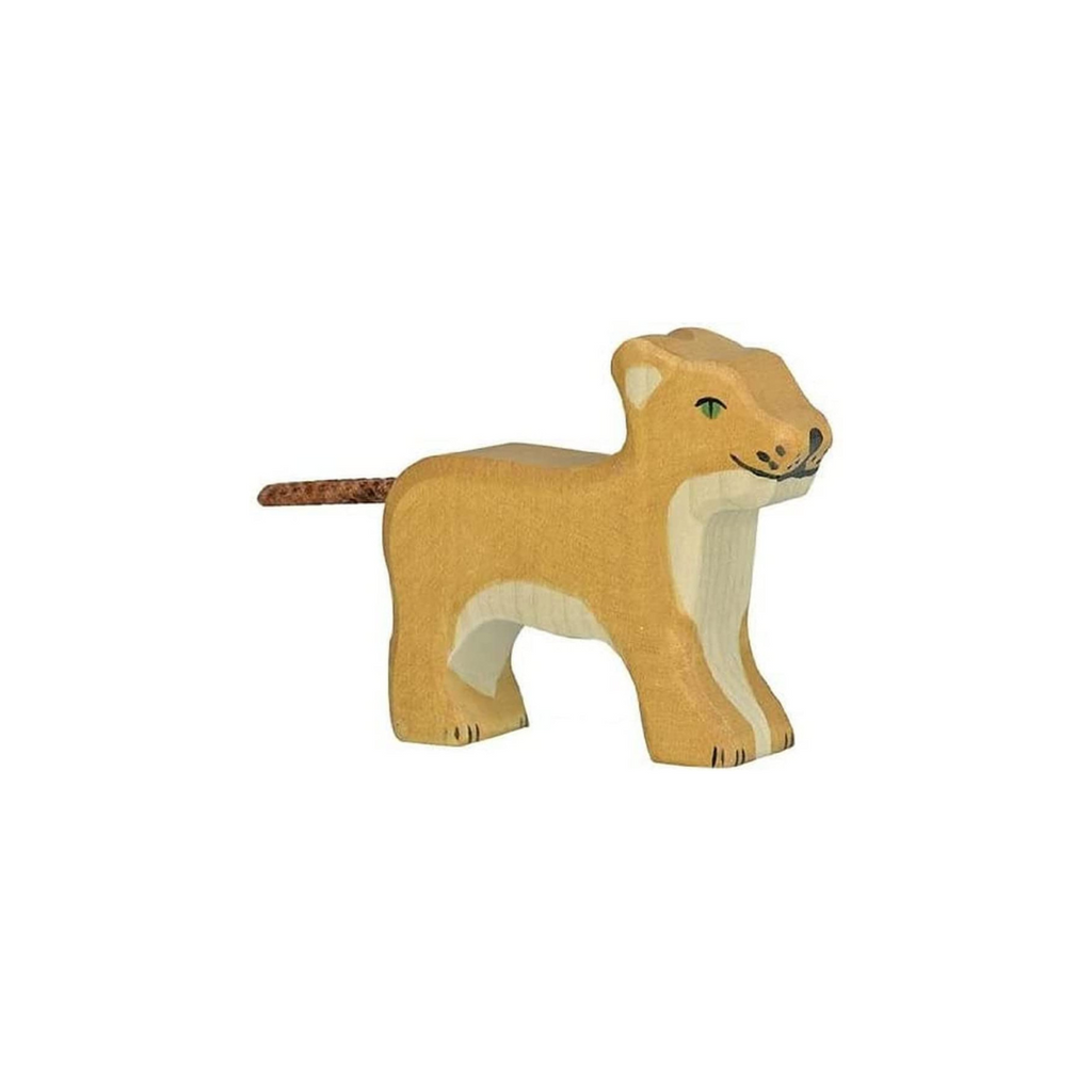Holztiger Standing Lion Cub Wooden Figure