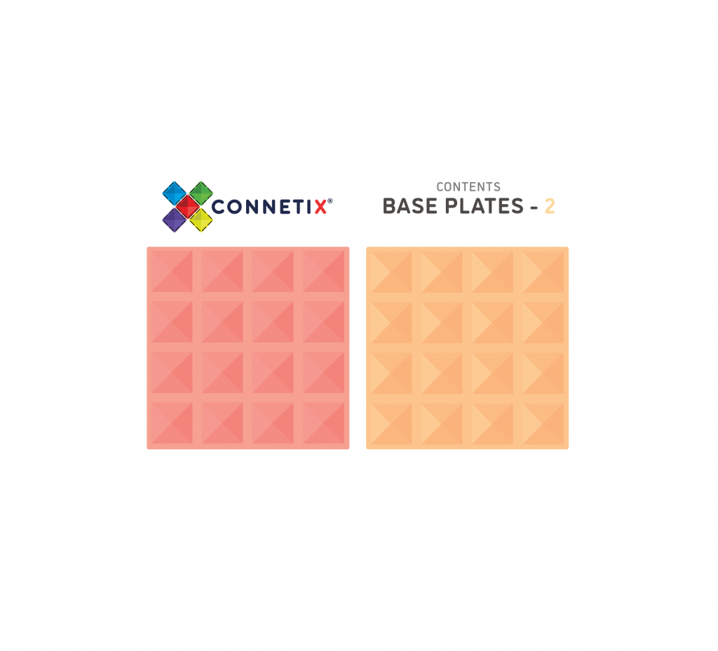 Connetix Base Plate Pack Pastel Lemon & Peach (2 Pieces)