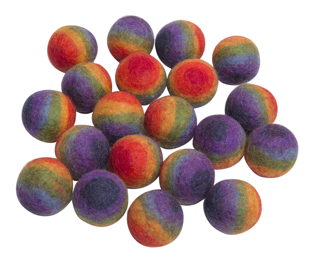 Small Rainbow Felt Balls by Papooose Set of 20