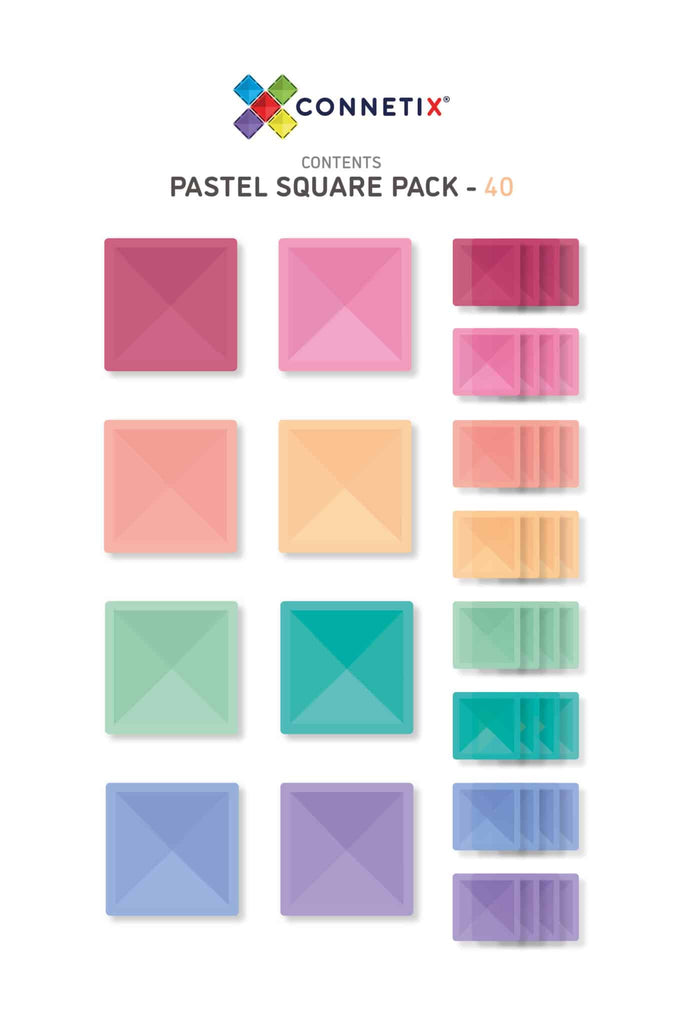 Connetix Magnetic Tiles Pastel Square Pack (40 Pieces)Connetix Magnetic Tiles Pastel Square Pack (40 Pieces)