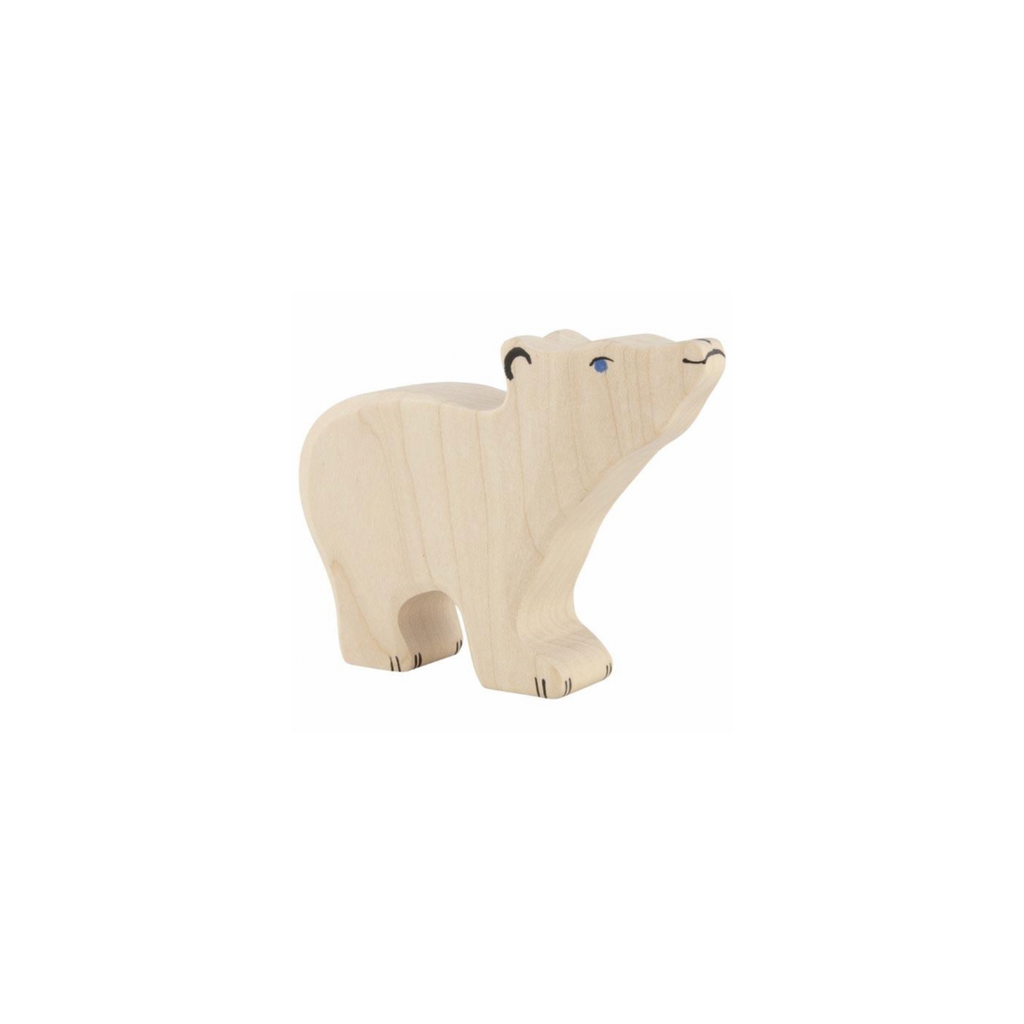 Holztiger Wooden Polar Bear Cub Head Raised Figure