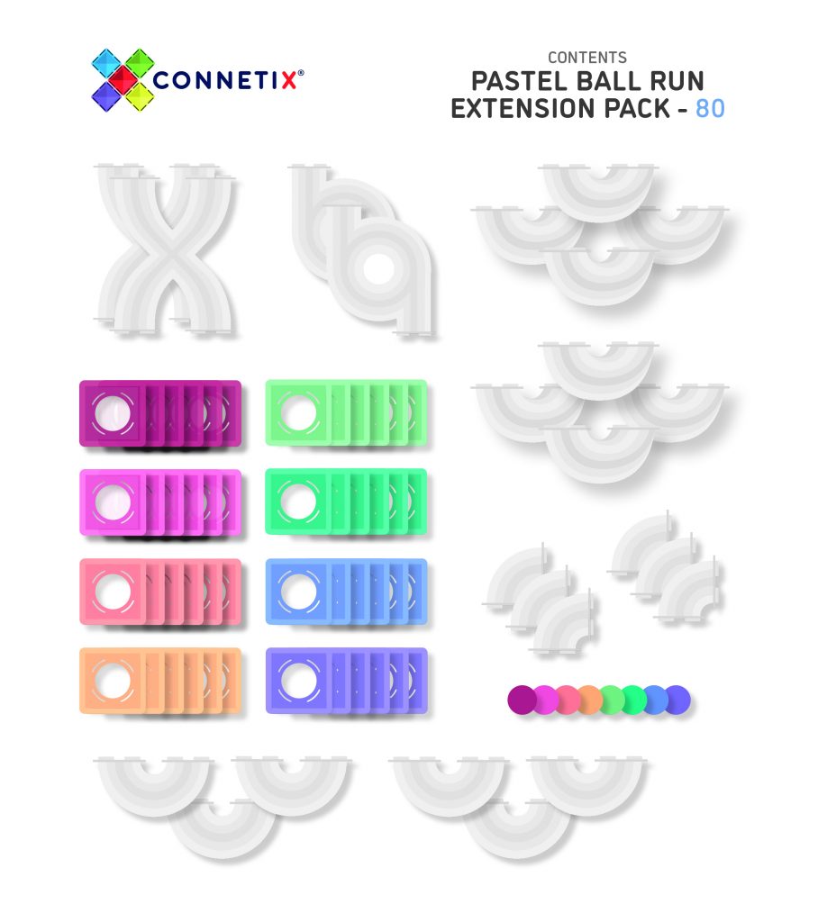 Connetix Pastel Ball Run Expansion (80 pieces)