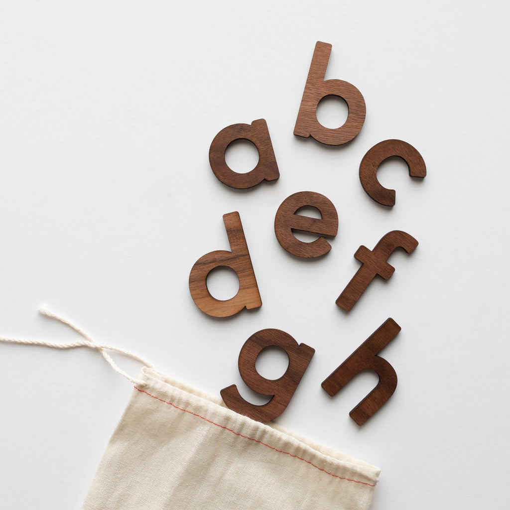Alphabet Set  Lowercase (26 Pieces) Walnut