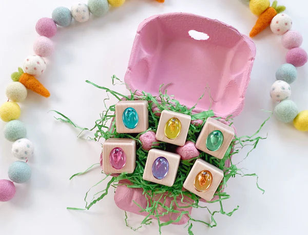 Everwood Friends Pastel Egg Gems 6 pc. Maple Block Set