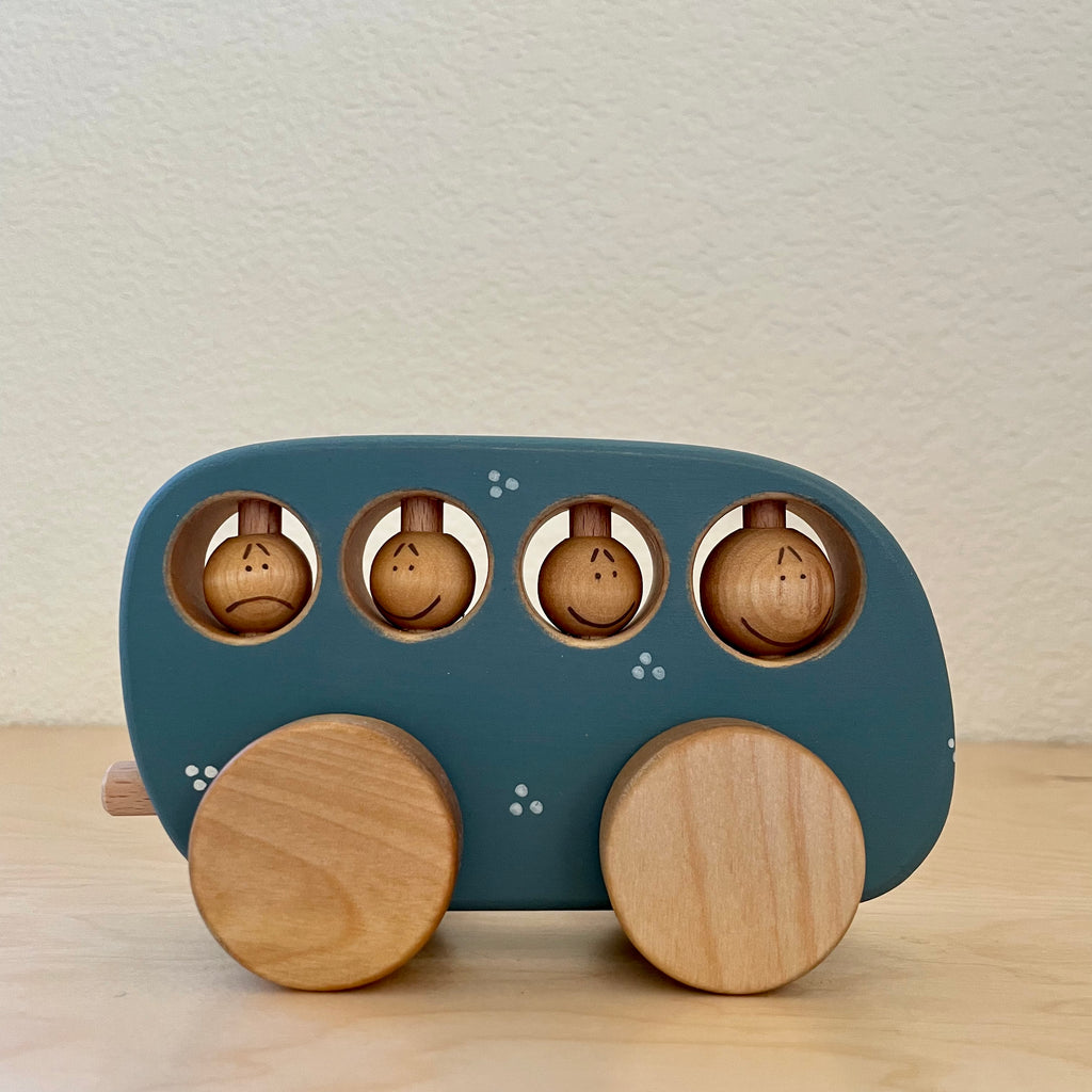 Wooden Toy Bus - Moody Blue