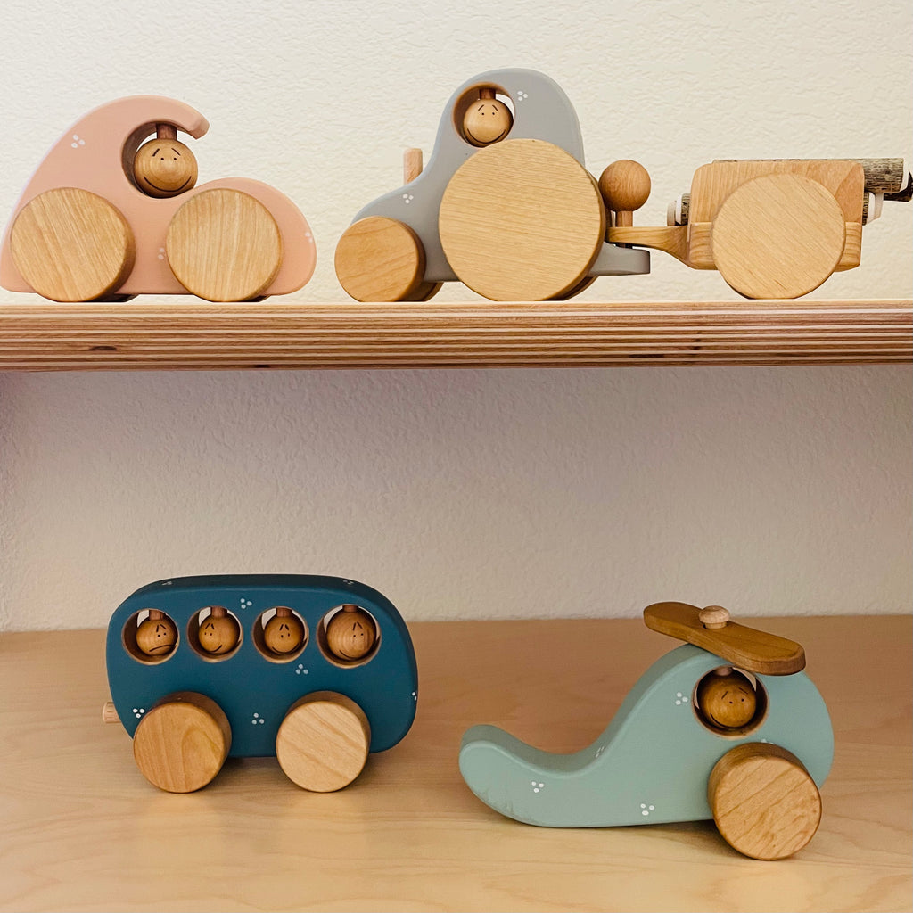 Wooden Toy Bus - Moody Blue