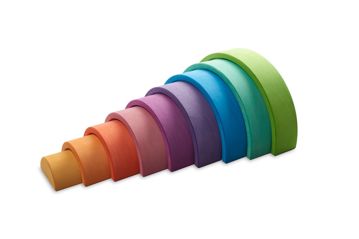 Ocamora 9 Piece Wooden Rainbow Stacker (GREEN)