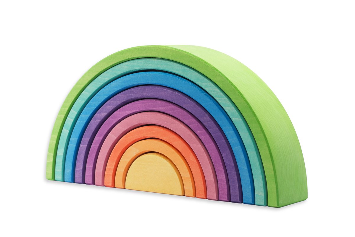 Ocamora 9 Piece Wooden Rainbow Stacker (GREEN)