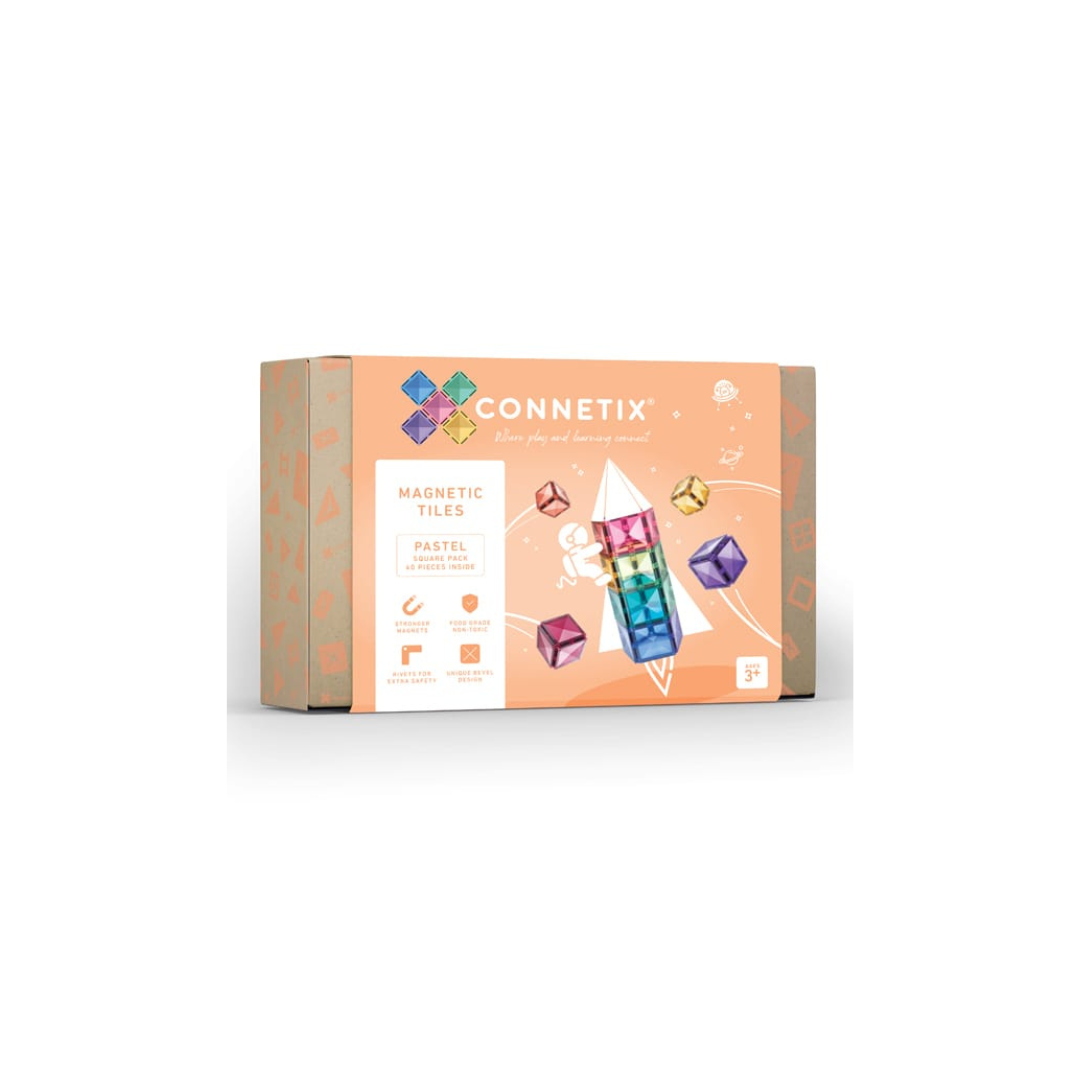 Connetix Magnetic Tiles Pastel Square Pack (40 Pieces)