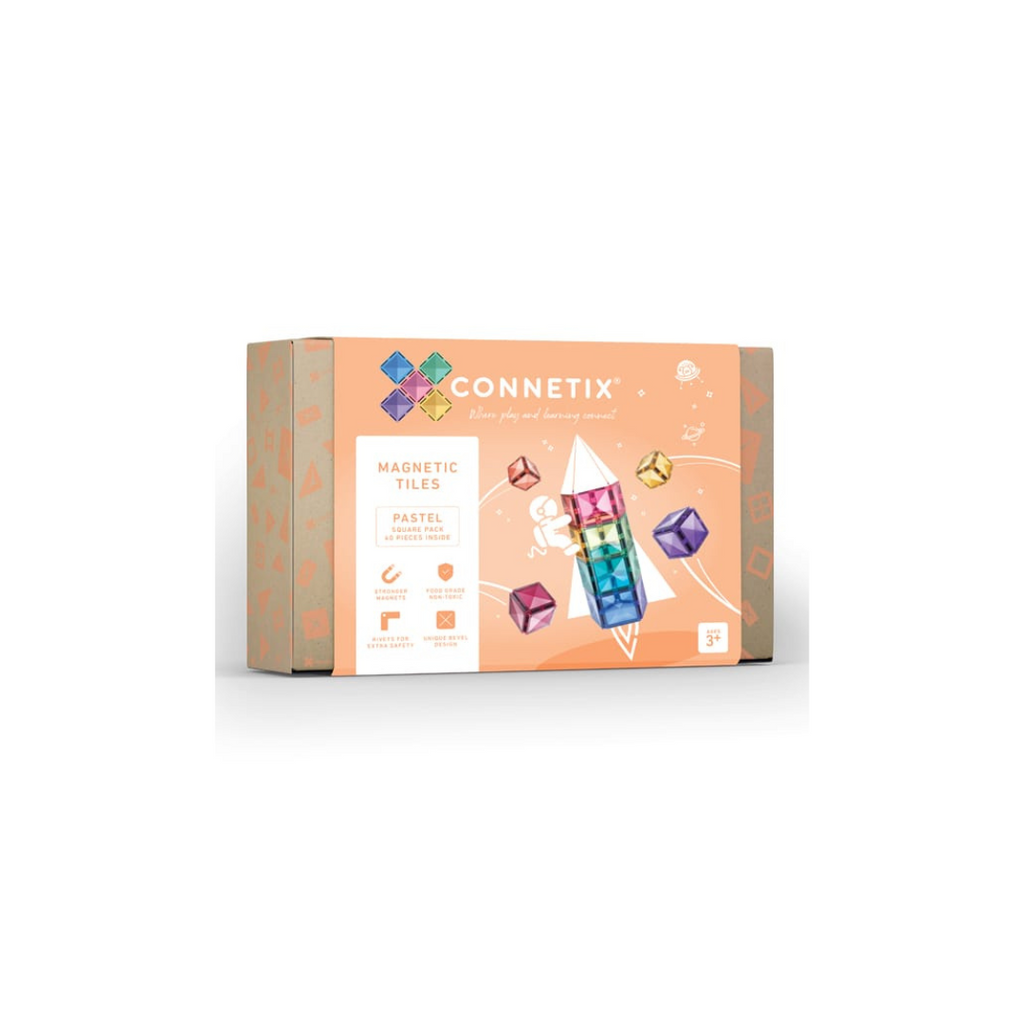 Connetix Magnetic Tiles Pastel Square Pack (40 Pieces)