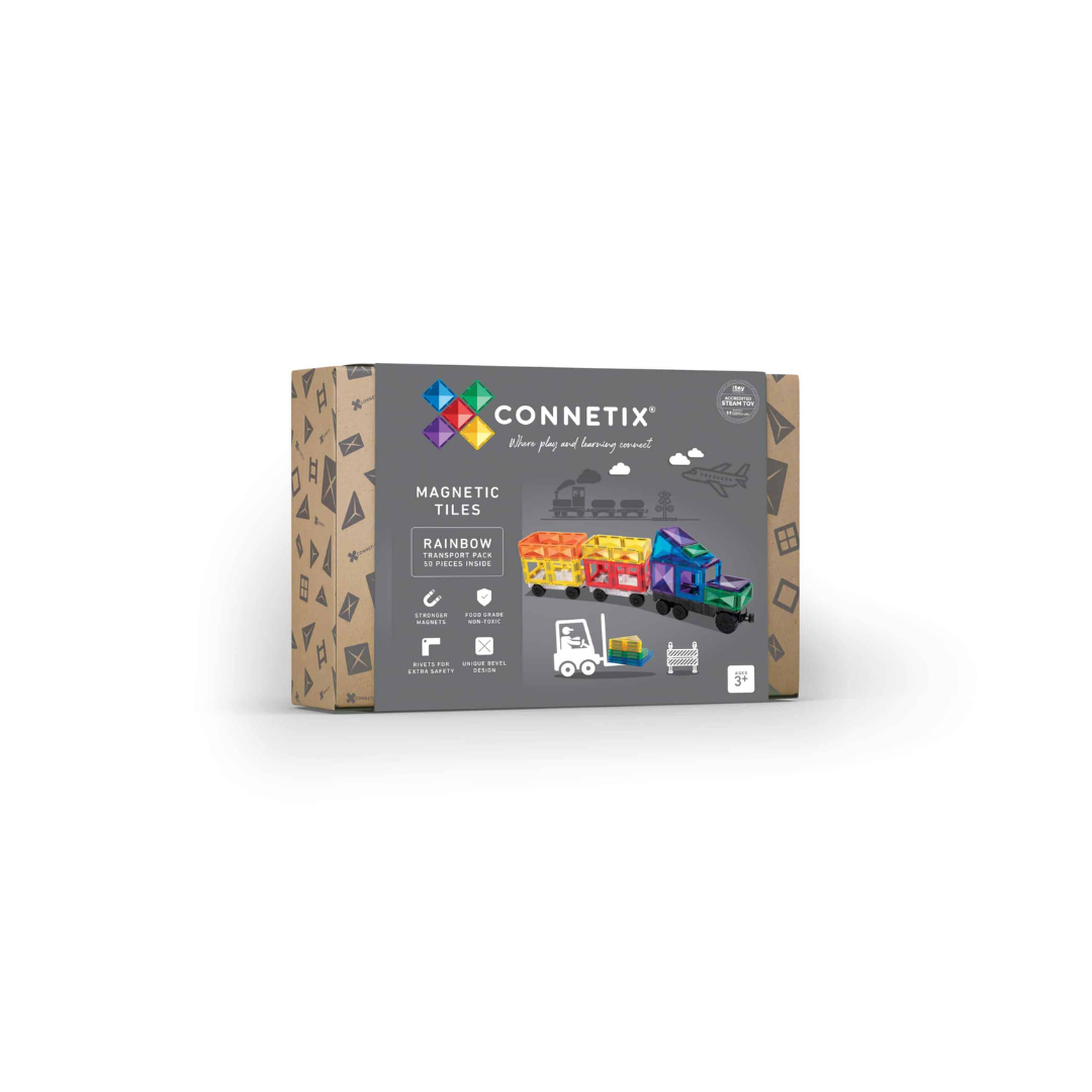 Connetix Magnetic Tiles | Rainbow Transport Pack (50 pcs)