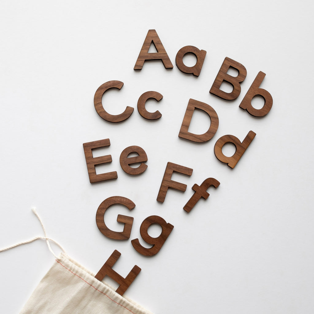Alphabet Set Uppercase and Lowercase (52 Pieces) Walnut
