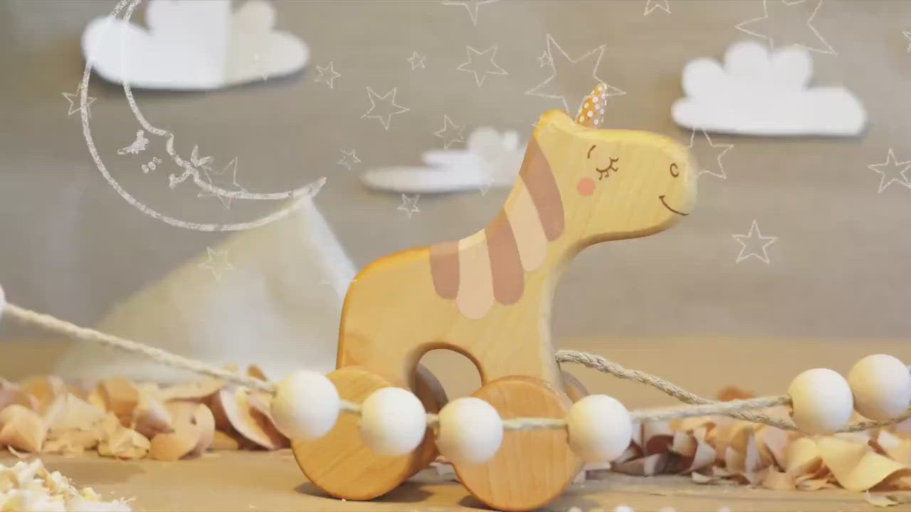 Wooden Pull Toy - Unicorn